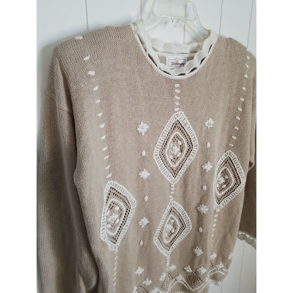 Vintage Worthington Sweater Large Crochet Embroidered Grandmacore - Picture 4 of 12